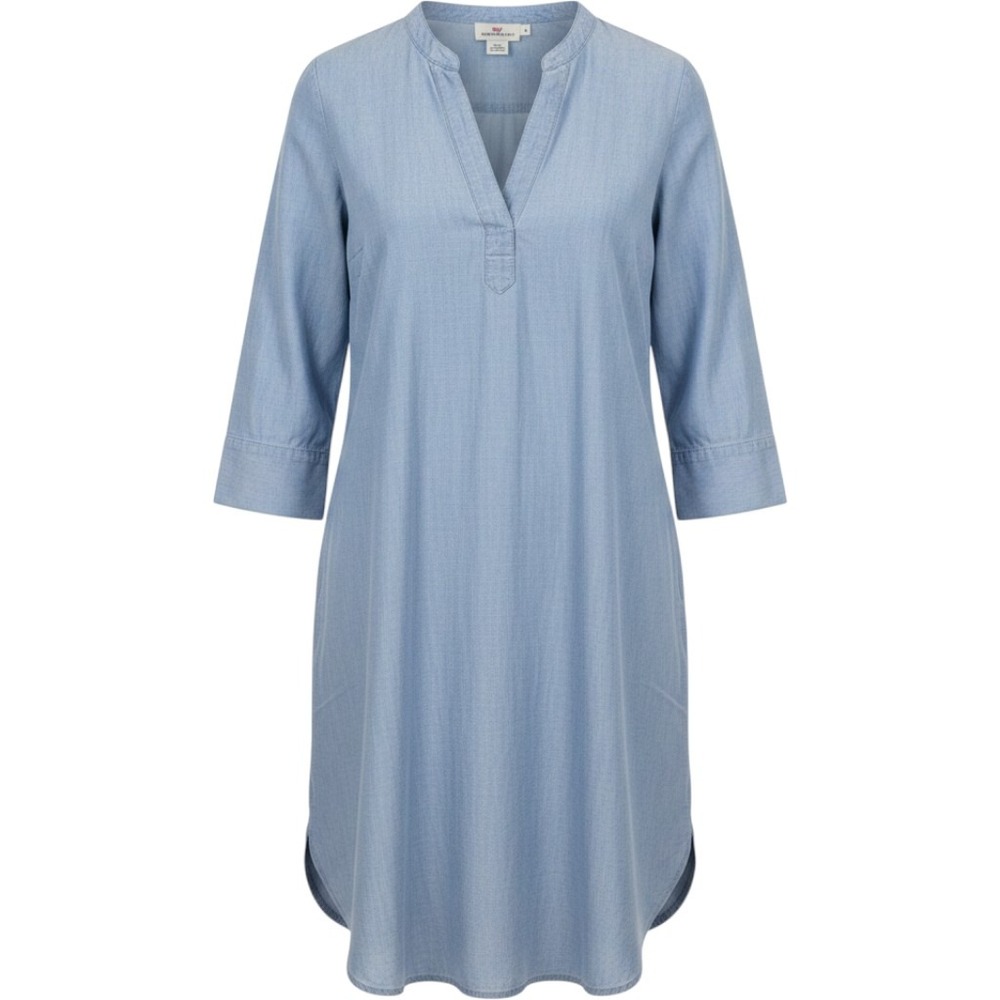Vineyard Vines Womens Light Wash Cotton Chambray Shift Dress Size 4 Blue